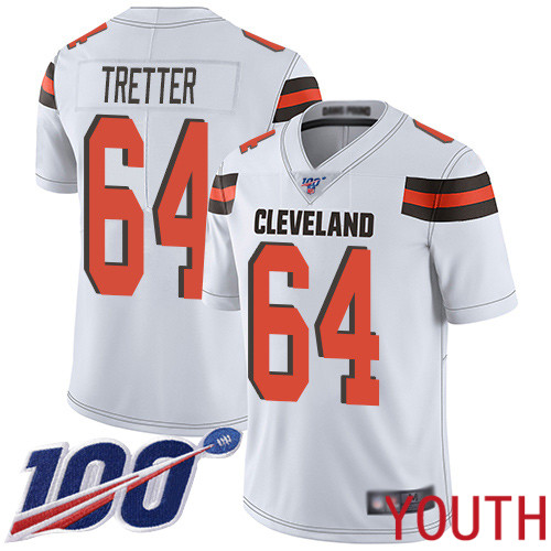 Cleveland Browns JC Tretter Youth White Limited Jersey #64 NFL Football Road 100th Season Vapor Untouchable